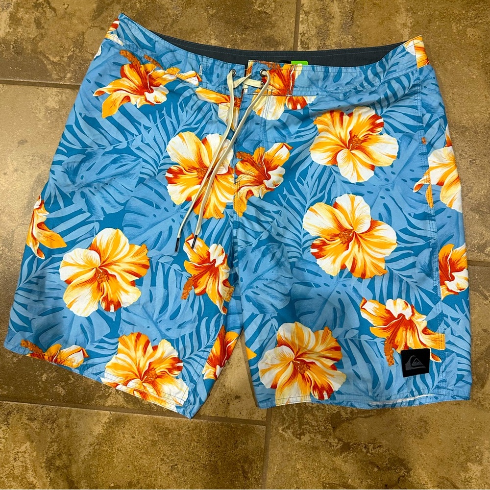 Quiksilver Blue and Orange Board Shorts Vibrant Swimwear